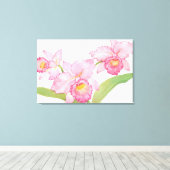 Roze exotische Waterverf Flowers Canvas Afdruk (Insitu (Houten vloer))