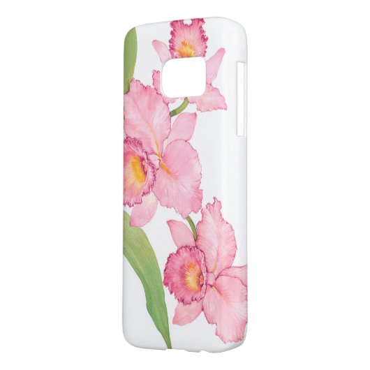 Roze exotische Waterverf Flowers Case-Mate Samsung Galaxy Hoesje (Achterkant Links)