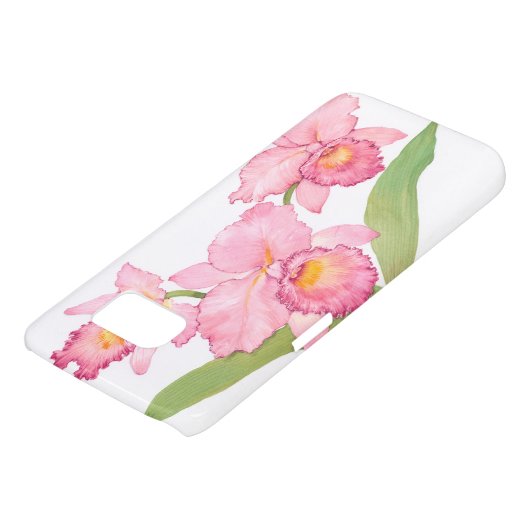 Roze exotische Waterverf Flowers Case-Mate Samsung Galaxy Hoesje (Onderkant)