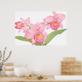 Roze exotische Waterverf Flowers Poster (Keuken)