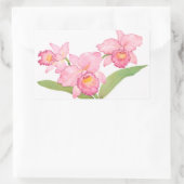 Roze exotische Waterverf Flowers Rechthoekige Sticker (Tas)