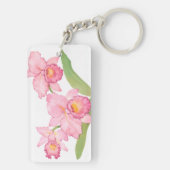 Roze exotische Waterverf Flowers Sleutelhanger (achterkant)