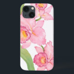 Roze exotische Waterverven bloemen iPhone 13 Hoesje<br><div class="desc">Roze exotische Waterverf bloemen kunstenaar: Tim OToole</div>