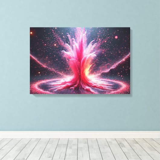Roze explosie canvas afdruk (Insitu (Houten vloer))