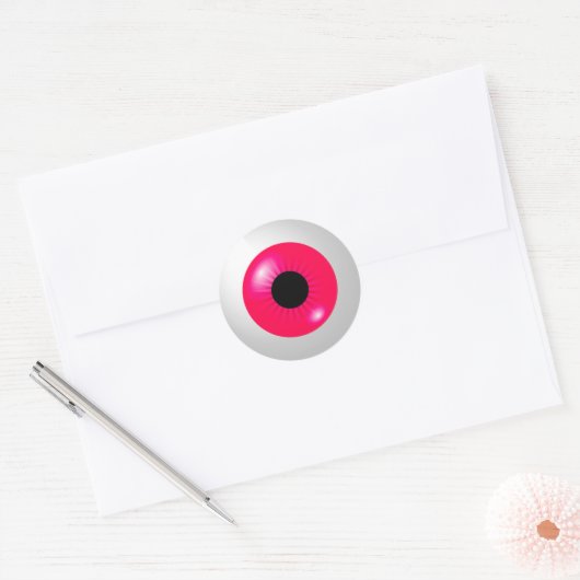 Roze Eyeball Ronde Sticker (Envelop)