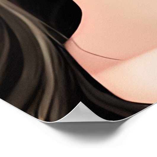 Roze Eyed Brunette Anime Meisje Cartoon Poster (Hoek)