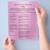 Roze Eyelash Extension Salon Liability Waiver Flyer (Hand)