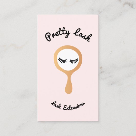 Roze EyeLash Lash Extension Gouden Spiegel Visitekaartje (Voorkant)
