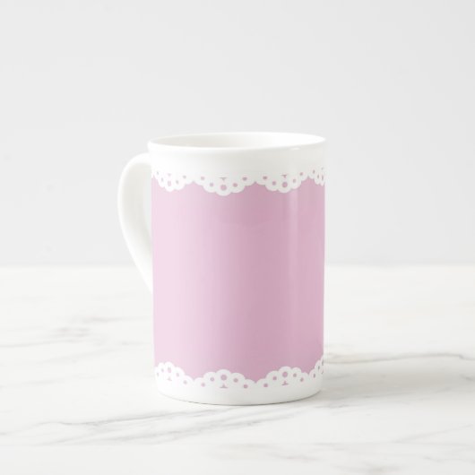 Roze Eyelet Trim Bone China Mok (Links)