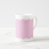 Roze Eyelet Trim Bone China Mok (Voorkant rechts)