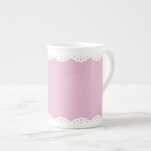 Roze Eyelet Trim Bone China Mok (Voorkant rechts)