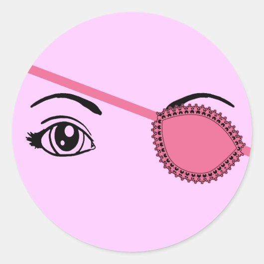 Roze Eyepatch Ronde Sticker (Voorkant)