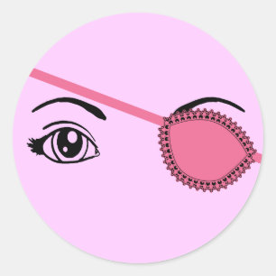Roze Eyepatch Ronde Sticker