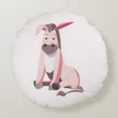 Roze Ezel Rond Kussen (Achterkant)