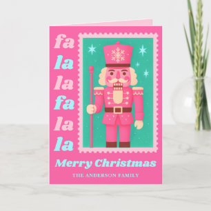 Roze Fa La La Notenkraker Kerst Postzegel Feestdagen Kaart