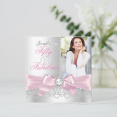 Roze Fabulous 50 Bow white Pearls Foto van zaterda Kaart (Staand voorkant)