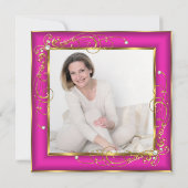 Roze Fabulous 50 Foto Gouden Parel verjaardagsfees Kaart (Achterkant)