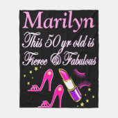 ROZE FABULOUS 50E VERJAARDAG GEPERSONALISEERDE DEK FLEECE DEKEN (Voorkant)