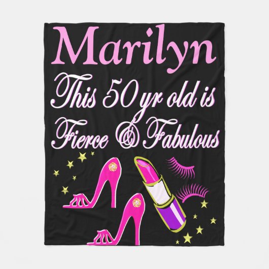 ROZE FABULOUS 50E VERJAARDAG GEPERSONALISEERDE DEK FLEECE DEKEN (Voorkant)
