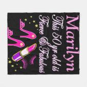 ROZE FABULOUS 50E VERJAARDAG GEPERSONALISEERDE DEK FLEECE DEKEN (Voorkant (Horizontaal))