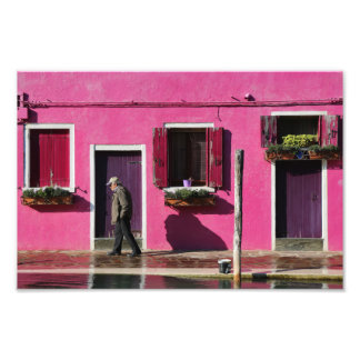 Roze façade, Buraneilanden Foto Afdruk