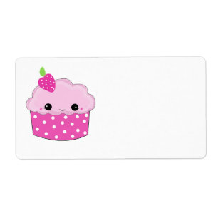 Roze face Cupcake Etiket