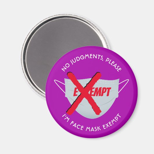 Roze | FACE MASK-VRIJSTELLING Magneet (Voorkant / Achterkant)