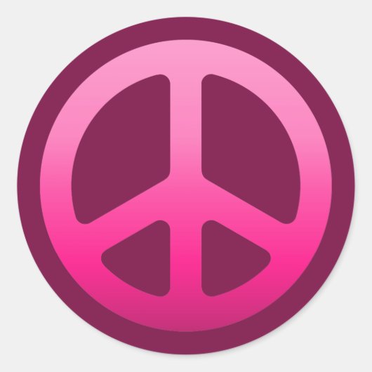 Roze Fade Peace-teken Ronde Sticker (Voorkant)