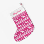 Roze Fair Isle-kerstkeukenpatroon Kleine Kerstsok (Achterkant (Hangend))