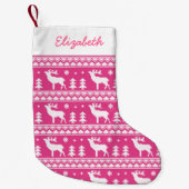 Roze Fair Isle-kerstkeukenpatroon Kleine Kerstsok (Voorkant)