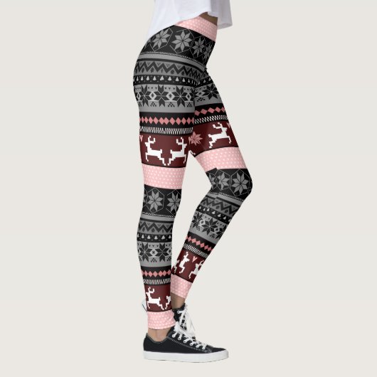 Roze Fair Isle Pattern Leggings (Rechts)