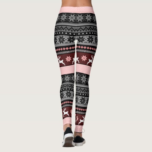 Roze Fair Isle Pattern Leggings (Achterkant)