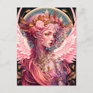 Roze Fairy Angel Fantasy Art Briefkaart