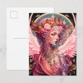 Roze Fairy Angel Fantasy Art Briefkaart (Voorkant / Achterkant)