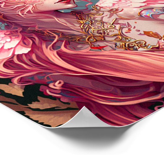 Roze Fairy Angel Fantasy Art Poster (Hoek)