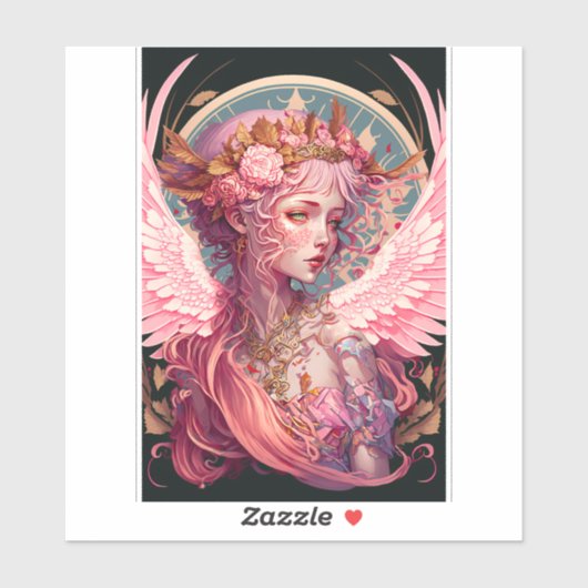 Roze Fairy Angel Fantasy Art Sticker (Vel)