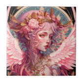 Roze Fairy Angel Fantasy Art Tegeltje (Voorkant)