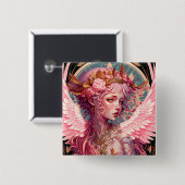 Roze Fairy Angel Fantasy Art Vierkante Button 5,1 Cm (Voorkant /achterkant)