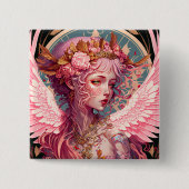 Roze Fairy Angel Fantasy Art Vierkante Button 5,1 Cm (Voorkant)