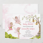 Roze Fairy Baby shower Floral Fairy Shower Kaart (Voorkant / Achterkant)