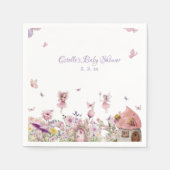 Roze Fairy Baby shower Papieren servetten (Voorkant)
