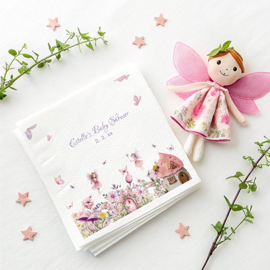 Roze Fairy Baby shower Papieren servetten