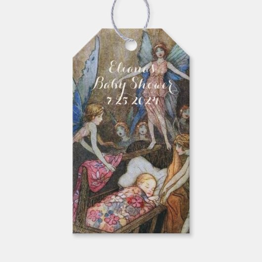 Roze Fairy Baby Zegeningen Baby shower Cadeaulabel (Voorkant)