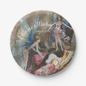 Roze Fairy Baby Zegeningen Baby shower Papieren Bordje (Voorkant)