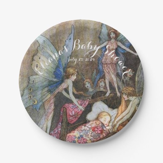 Roze Fairy Baby Zegeningen Baby shower Papieren Bordje (Voorkant)