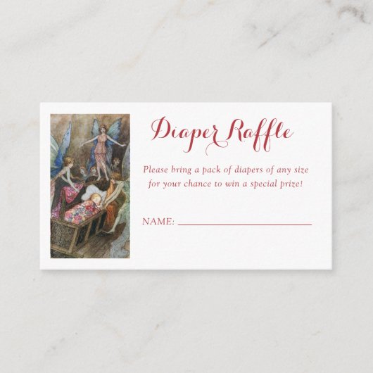 Roze Fairy Baby Zegeningen Luier Raffle Informatiekaartje (Voorkant)