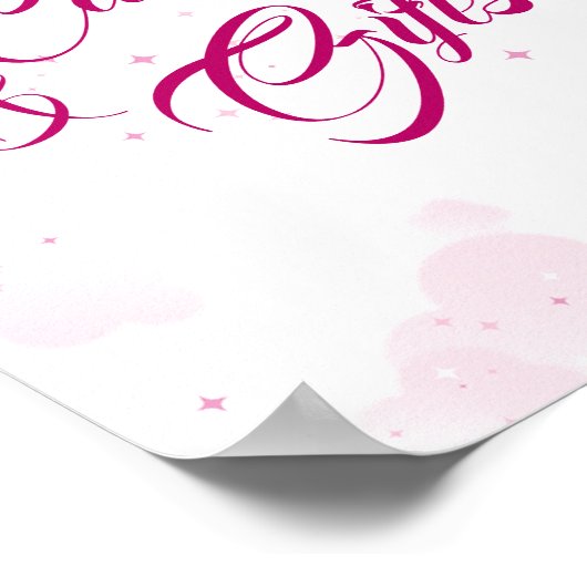 Roze Fairy Clouds & Stars Kaarten & Geschenken Poster (Hoek)