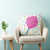 Roze Fairy Floss Cotton Snoep Vierkant Kussen (Stoel)