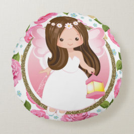 Roze Fairy Meisjes met Rozen Sierkussen Rond Kussen