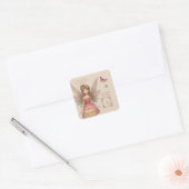Roze Fairy Meisjes Verjaardag Dank u Vierkante Sticker (Envelop)